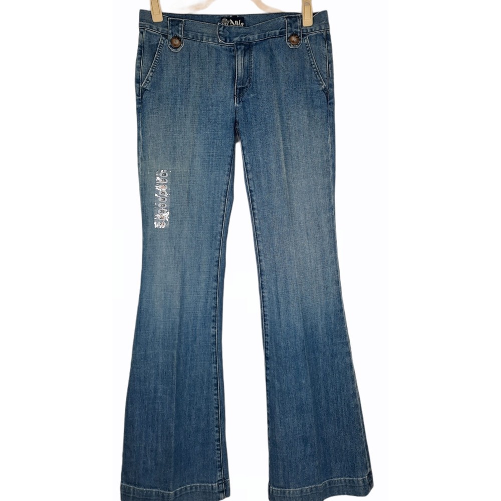 Anlo Bell Bottom Flare Jeans Women's size 29 Button Closure Medium Wash $200 NEW
